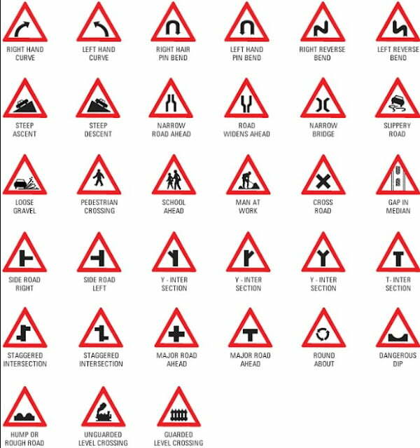 Traffic signs that are cautionary